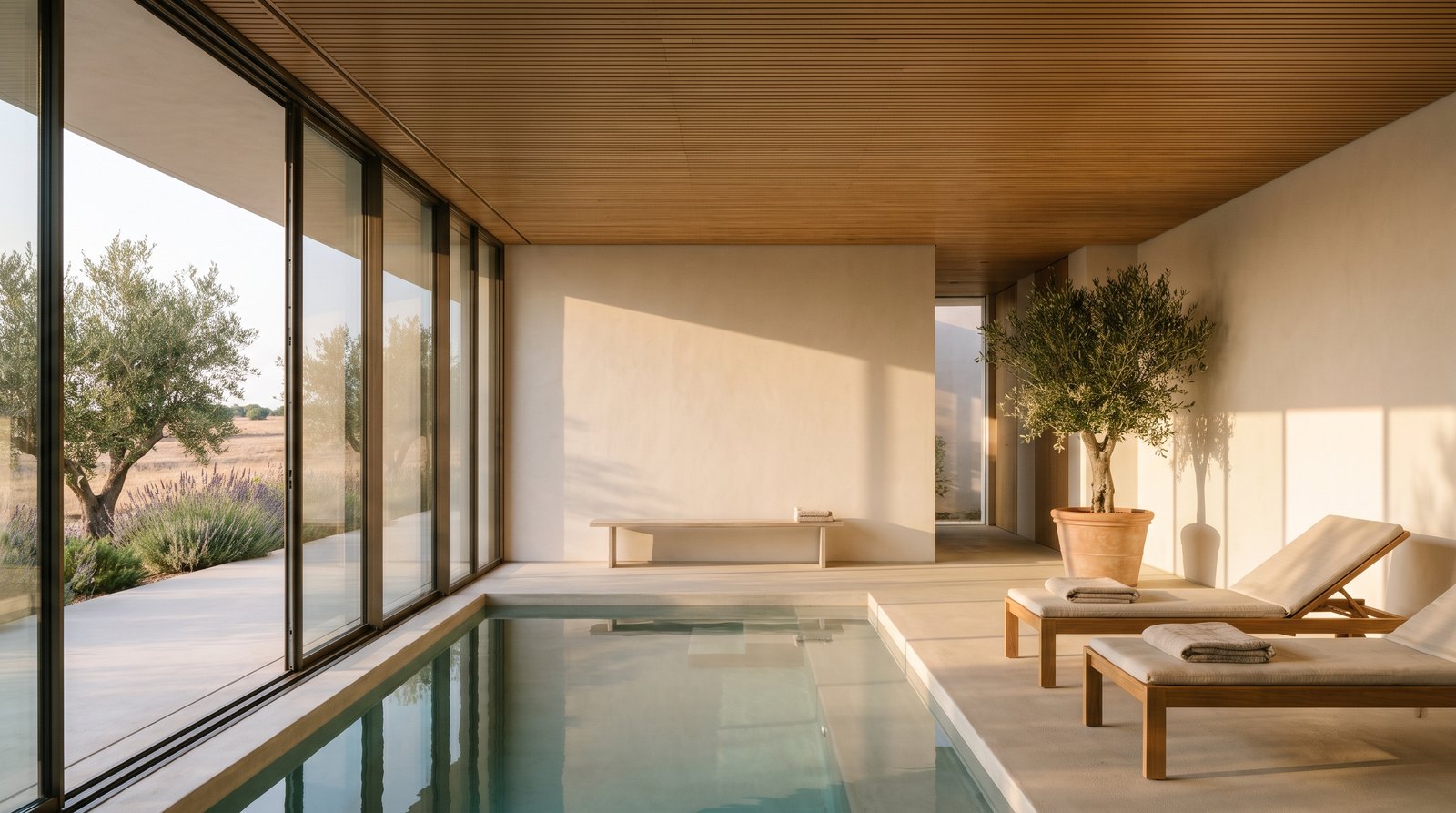 Communal pool with sun deck at the Parque Residences Estoi apartment building