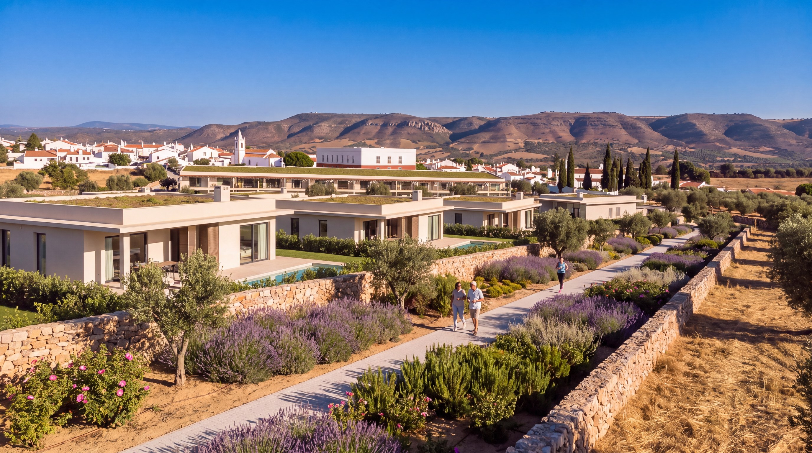 Quiet path between the private lots at Parque Residences Estoi